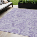 5' X 8' Lavender Purple And Ivory Paisley Washable Indoor Outdoor Area Rug