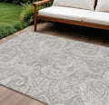 8' X 10' Taupe Beige And Ivory Paisley Washable Indoor Outdoor Area Rug
