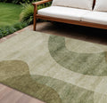 10' X 14' Beige And Chocolate Abstract Washable Indoor Outdoor Area Rug