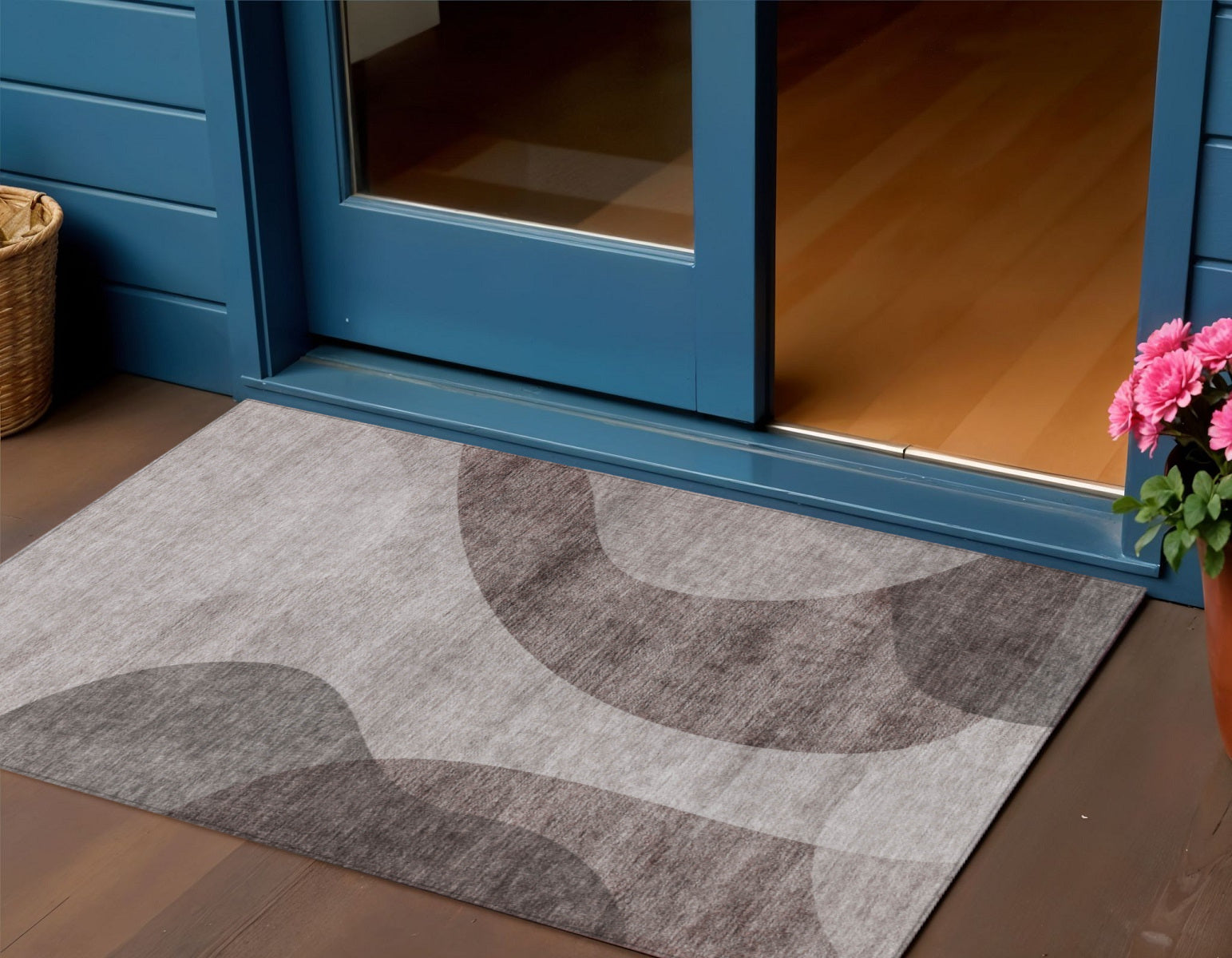 3' X 5' Brown Taupe And Beige Abstract Washable Indoor Outdoor Area Rug