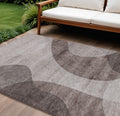 9' X 12' Brown Taupe And Beige Abstract Washable Indoor Outdoor Area Rug