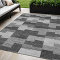 5' X 8' Gray Silver And Charcoal Geometric Washable Indoor Outdoor Area Rug