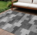 8' X 10' Gray Silver And Charcoal Geometric Washable Indoor Outdoor Area Rug
