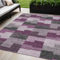 5' X 8' Merlot Mauve And Charcoal Geometric Washable Indoor Outdoor Area Rug