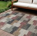 10' X 14' Orange Copper And Charcoal Geometric Washable Indoor Outdoor Area Rug
