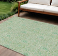 8' X 10' Sage And Artichoke Green Floral Washable Indoor Outdoor Area Rug