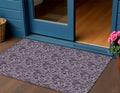 3' X 5' Eggplant Purple And Lilac Floral Washable Indoor Outdoor Area Rug