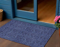 3' X 5' Navy Blue And Charcoal Floral Washable Indoor Outdoor Area Rug