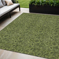 5' X 8' Olive Green And Fern Green Floral Washable Indoor Outdoor Area Rug
