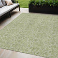5' X 8' Green Floral Washable Indoor Outdoor Area Rug