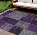 8' X 10' Eggplant Purple And Lilac Patchwork Washable Indoor Outdoor Area Rug