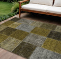 8' X 10' Brown Gold And Taupe Patchwork Washable Indoor Outdoor Area Rug