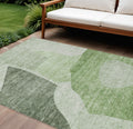 10' X 14' Olive Green And Fern Green Abstract Washable Indoor Outdoor Area Rug