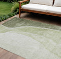 8' X 10' Olive Green And Beige Abstract Washable Indoor Outdoor Area Rug