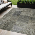 5' X 8' Taupe Brown And Charcoal Patchwork Washable Indoor Outdoor Area Rug