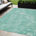 5' X 8' Teal Blue Aqua And Green Abstract Washable Indoor Outdoor Area Rug