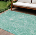 10' X 14' Teal Blue Aqua And Green Abstract Washable Indoor Outdoor Area Rug