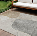 8' X 10' Beige Brown And Taupe Abstract Washable Indoor Outdoor Area Rug