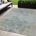 5' X 8' Gray Charcoal And Gold Floral Washable Indoor Outdoor Area Rug