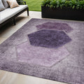 5' X 8' Eggplant Purple And Lavender Geometric Washable Indoor Outdoor Area Rug