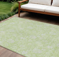 9' X 12' Artichoke Green Mint Green And Ivory Floral Washable Indoor Outdoor Area Rug