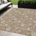 5' X 8' Copper And Beige Floral Washable Indoor Outdoor Area Rug