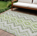 10' X 14' Green Ivory And Gray Geometric Washable Indoor Outdoor Area Rug