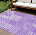 10' X 14' Lavender And Purple Striped Washable Indoor Outdoor Area Rug