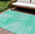 10' X 14' Teal Blue And Aqua Nautical Washable Indoor Outdoor Area Rug