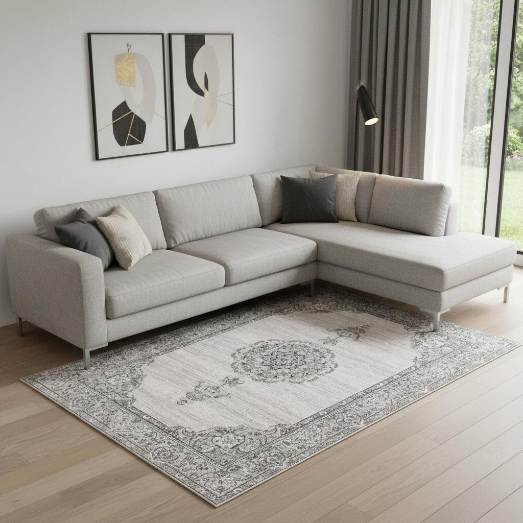 9 X 12 Gray Abstract Area Rug