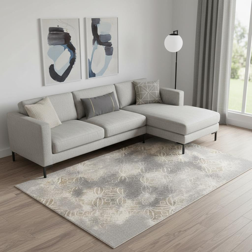 8 X 10 Gray Abstract Area Rug