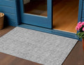 3' X 5' Silver And Ivory Floral Washable Indoor Outdoor Area Rug