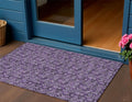 3' X 5' Purple Eggplant And Ivory Floral Washable Indoor Outdoor Area Rug