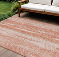 10' X 14' Orange And Salmon Botanical Leaves Washable Indoor Outdoor Area Rug