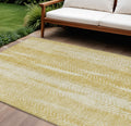 8' X 10' Gold Wheat And Ivory Botanical Leaves Washable Indoor Outdoor Area Rug