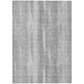 5' X 8' Silver Gray And Graphite Botanical Leaves Washable Indoor Outdoor Area Rug