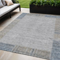 5' X 8' Taupe Beige And Blue Geometric Washable Indoor Outdoor Area Rug