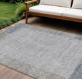 10' X 14' Taupe Beige And Blue Geometric Washable Indoor Outdoor Area Rug