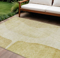 9' X 12' Gold Wheat And Beige Abstract Washable Indoor Outdoor Area Rug