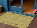 3' X 5' Gold Wheat And Gray Oriental Washable Indoor Outdoor Area Rug