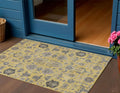 3' X 5' Yellow Gray And Charcoal Oriental Washable Indoor Outdoor Area Rug