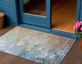 3' X 5' Copper Blue And Artichoke Green Abstract Washable Indoor Outdoor Area Rug