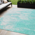 5' X 8' Aqua Ivory And Teal Blue Abstract Washable Indoor Outdoor Area Rug