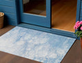 3' X 5' Sky Blue Denim Blue And Silver Abstract Washable Indoor Outdoor Area Rug