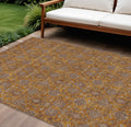 8' X 10' Copper Beige And Taupe Floral Washable Indoor Outdoor Area Rug