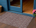 3' X 5' Merlot Gray And Taupe Floral Washable Indoor Outdoor Area Rug