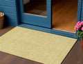 3' X 5' Yellow Gold And Ivory Floral Washable Indoor Outdoor Area Rug