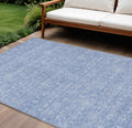 10' X 14' Sky Blue And Ivory Floral Washable Indoor Outdoor Area Rug