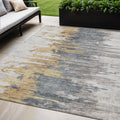 5' X 8' Ivory Charcoal And Silver Abstract Washable Indoor Outdoor Area Rug