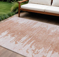 9' X 12' Terra Cotta Salmon And Copper Abstract Washable Indoor Outdoor Area Rug